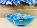 Kintsugi Gifts, Turkish Blue Bowl, Kintsugi Pottery, Kintsugi Bowl, Japanese Decor, Minimalist, Graduation, Kintsugi Blue Cross Stitch Bowl