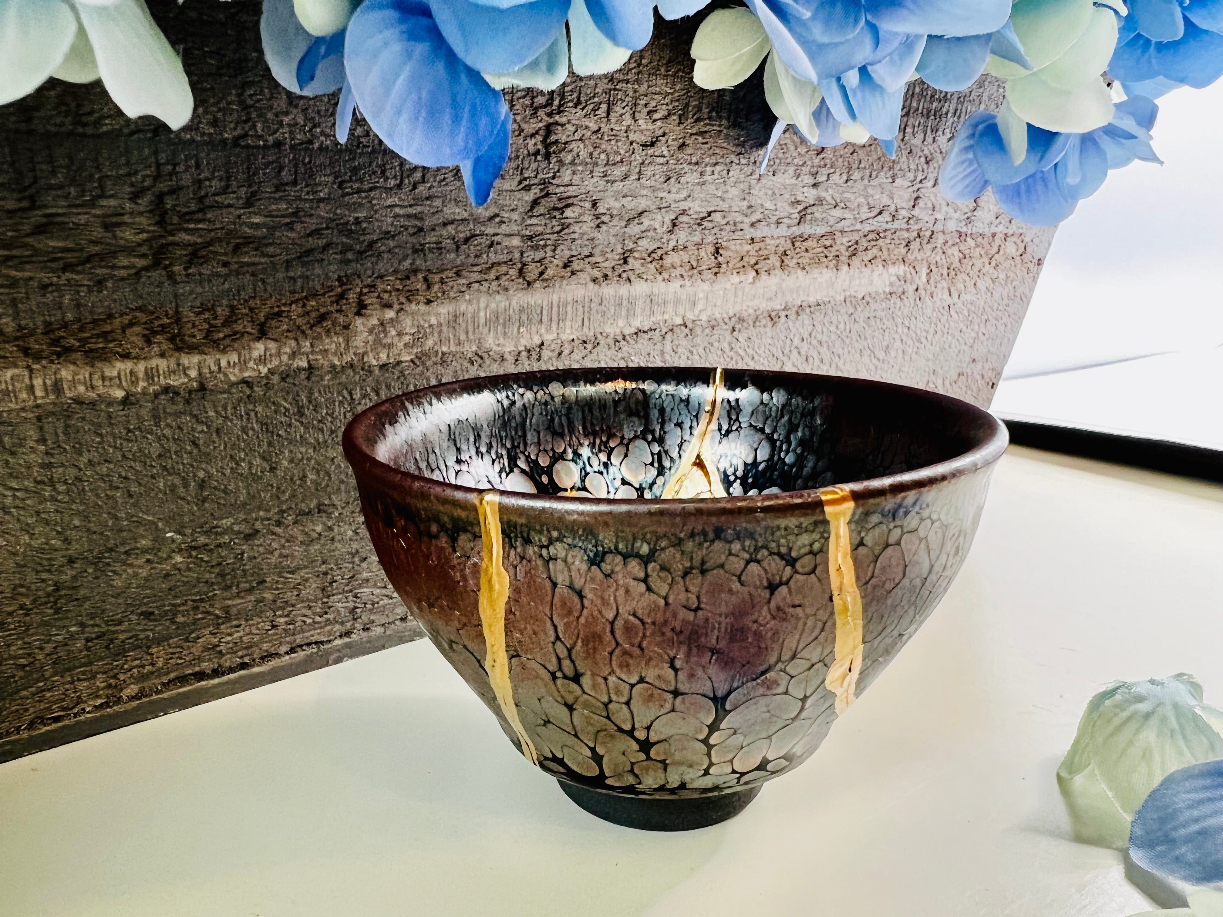 Kintsugi Bowl, Dragon Scale Japanese Teacup, Handmade Home Decor, Minimalist, Wedding Gift, Summer Gifts, Kintsugi Kit