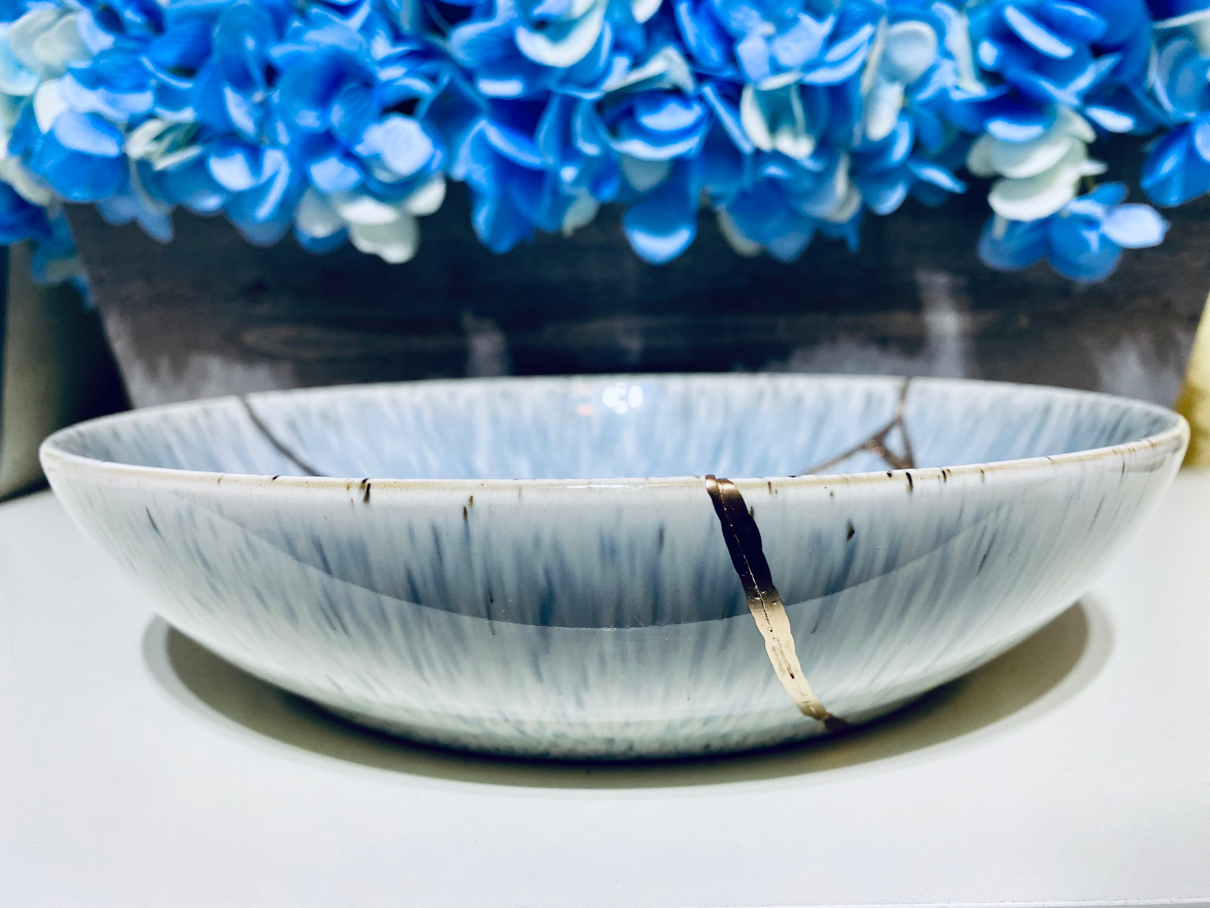 Kintsugi Bowl Glacial Grey Halo Pasta Bowl