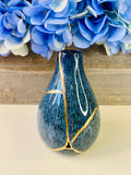 Kintsugi Gifts, Blue Bud Vase, Kintsugi Pottery, Japanese Decor, Minimalist, Home Decor, Graduation, Kintsugi Reactive Blue Bud Vase
