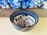 Kintsugi Blue Wave Cat Bowl