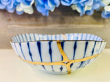 Kintsugi Blue Striped Irregular  Bowl