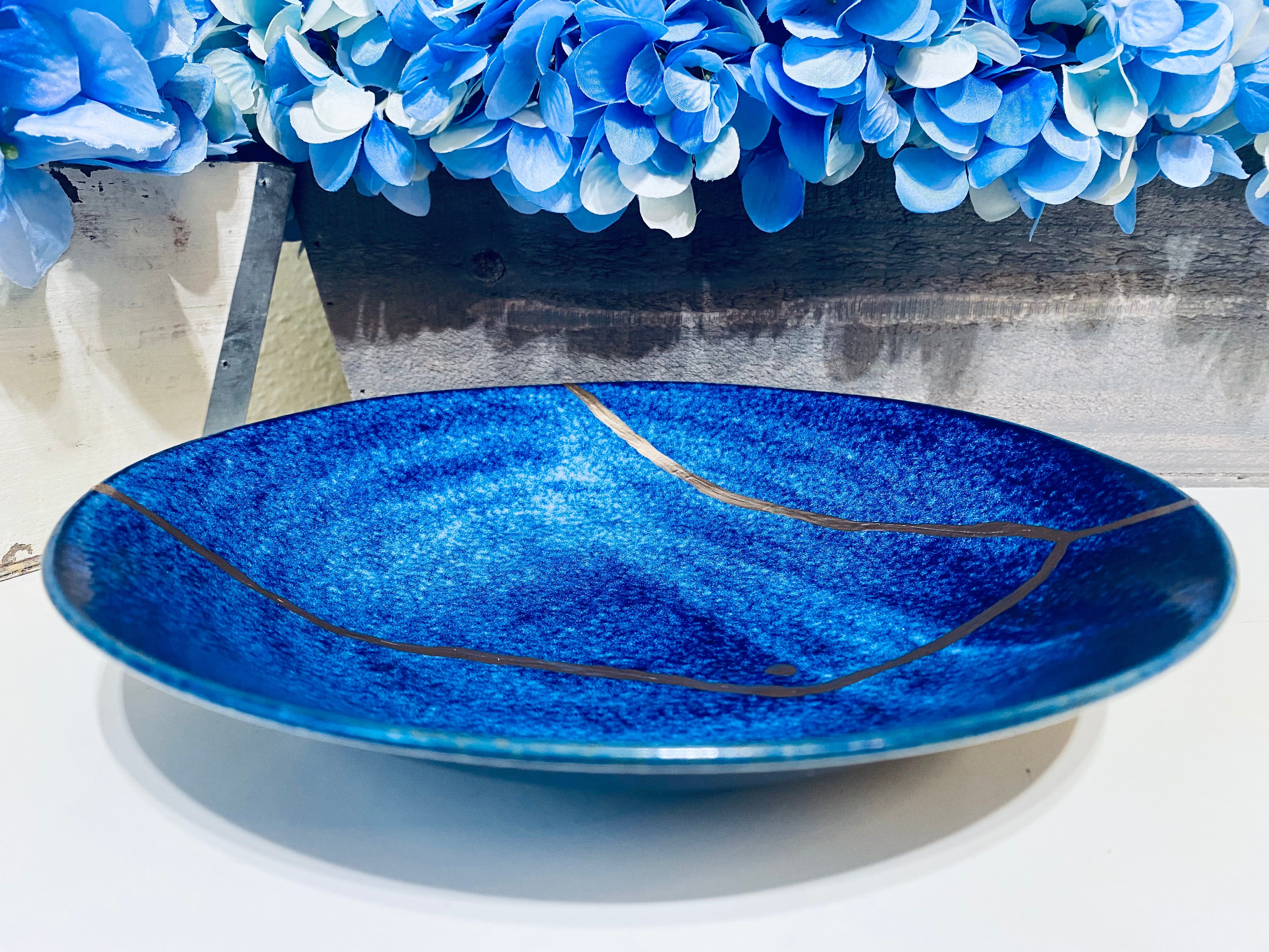 Kintsugi Gold Repair Ocean Deep Blue Bowl Large