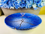Kintsugi Pottery Blue Frosted Bowl