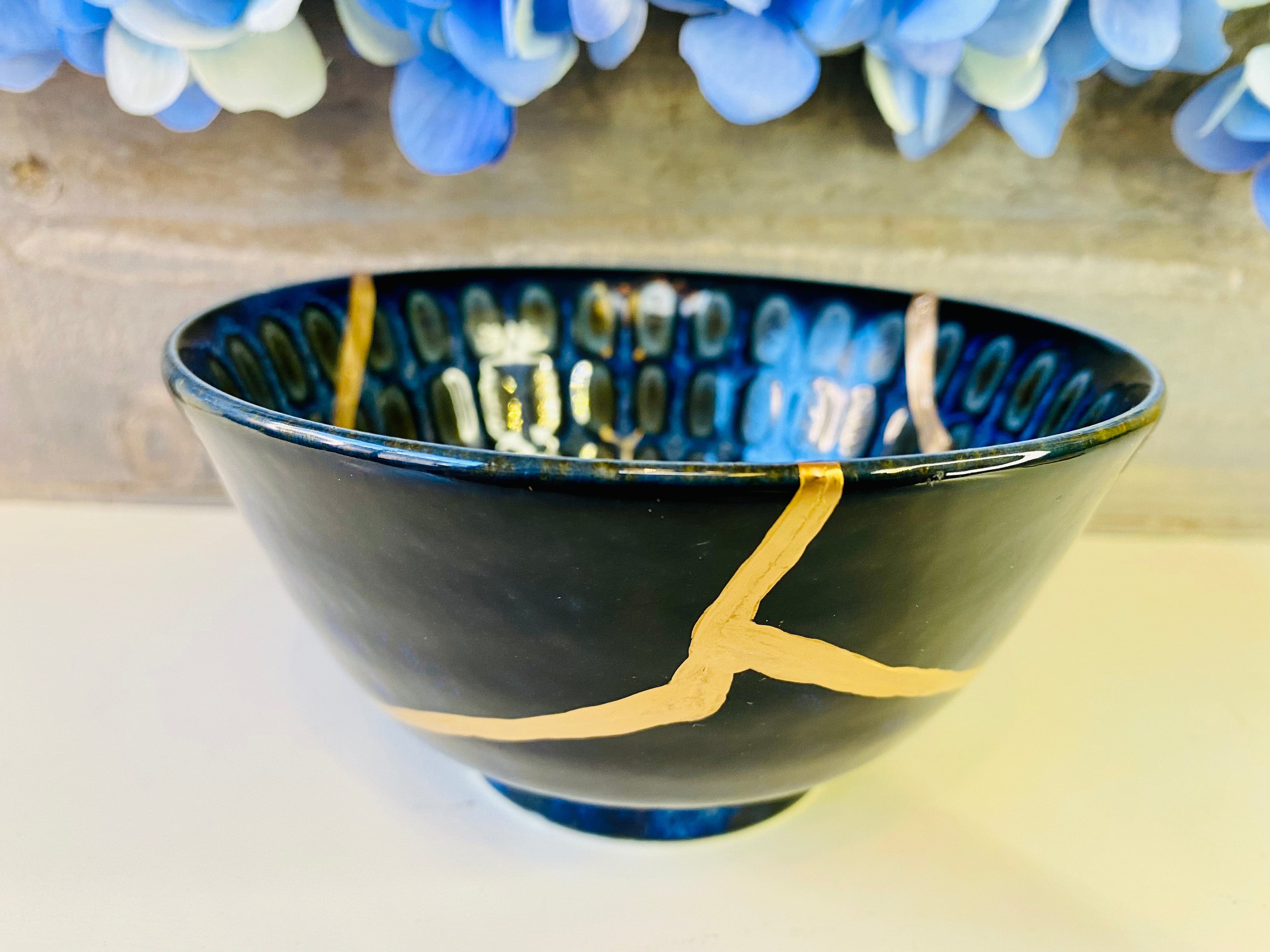 Kintsugi Blue Cobblestone Bowl