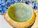 Kintsugi Repaired Reactive Celadon Green Bowl