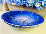 Kintsugi Pottery Blue Frosted Bowl