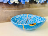 Kintsugi Gifts, Turkish Blue Bowl, Kintsugi Pottery, Kintsugi Bowl, Japanese Decor, Minimalist, Graduation, Kintsugi Blue Cross Stitch Bowl