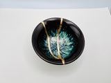 Kintsugi Hyacinthine Blue Bowl, Kintsugi Pottery, Minimalist Gold Repair Teacup