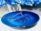 Kintsugi Gold Repair Ocean Deep Blue Bowl Large
