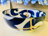 Kintsugi White Blue Nami Bowl