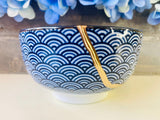 Kintsugi Blue Wave Cat Bowl
