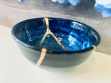 Kintsugi Blue Glaze Stoneware Bowl