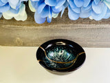 Kintsugi Hyacinthine Blue Bowl, Kintsugi Pottery, Minimalist Gold Repair Teacup