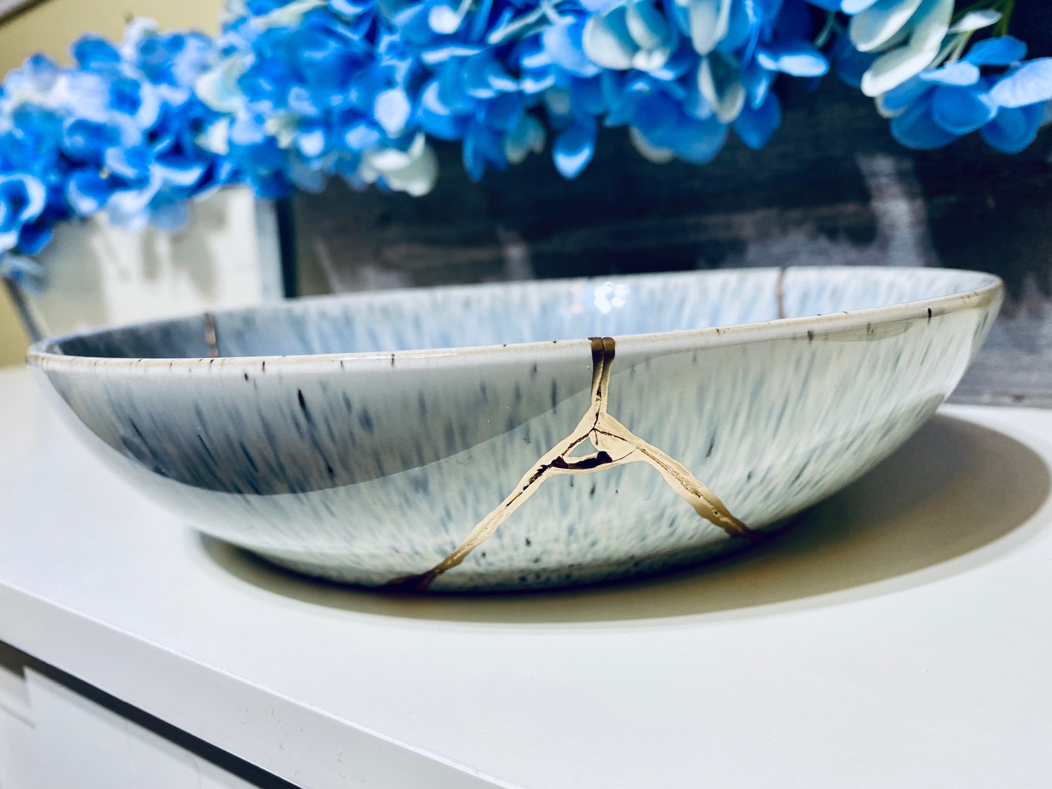 Kintsugi Bowl Glacial Grey Halo Pasta Bowl