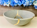 Kintsugi Bowl, Concrete Grey Bowl, Kintsugi Gifts, Minimalist Gift, Kintsugi Pottery, Rustic, Summer Gifts, Kintsugi Stoneware Concrete Bowl