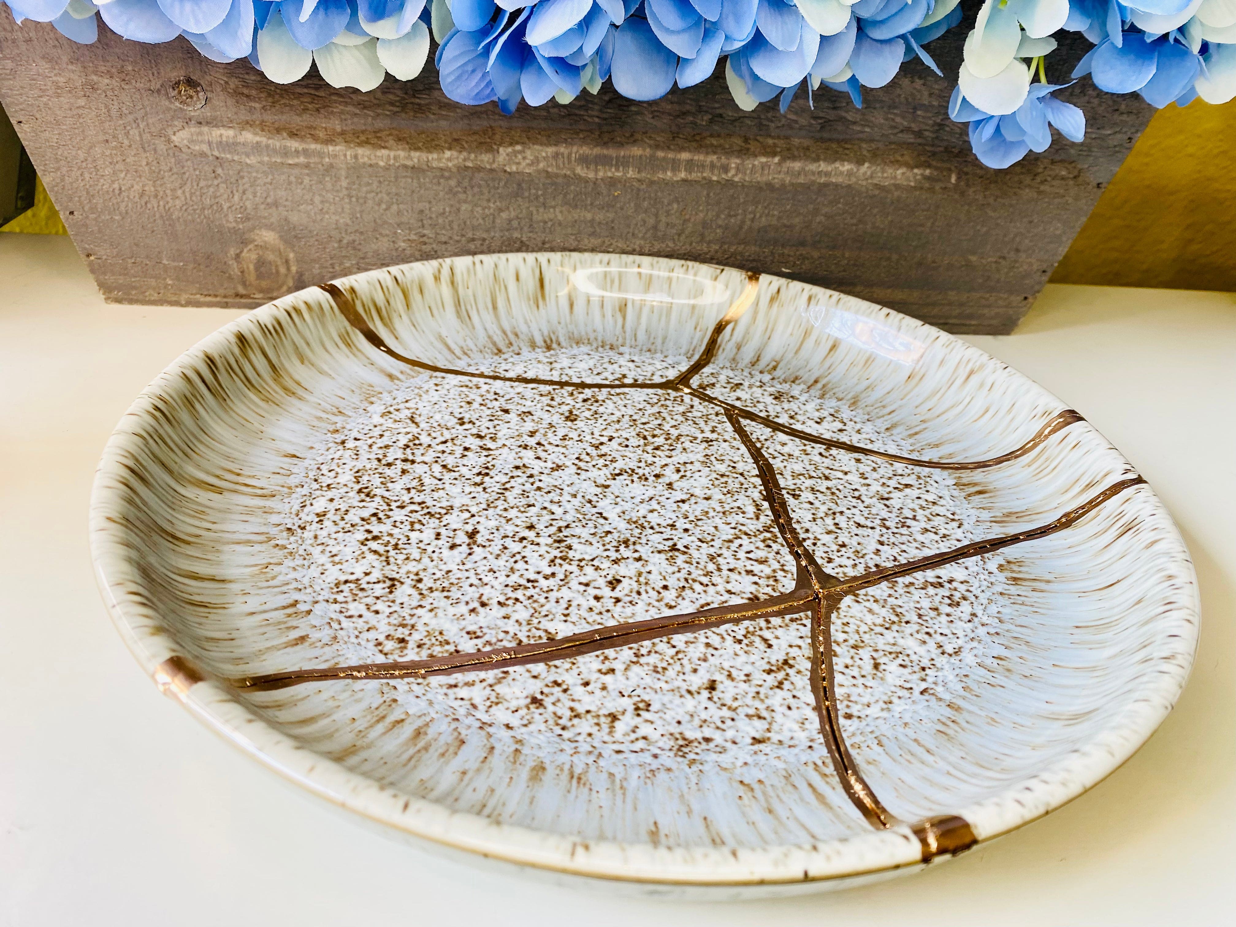 Kintsugi Bowl, Home Decor, Personalized Gifts, Gifts for Her, Wedding Gifts, Anniversary Gifts, Kintsugi Repaired Grey Patterned Bowl