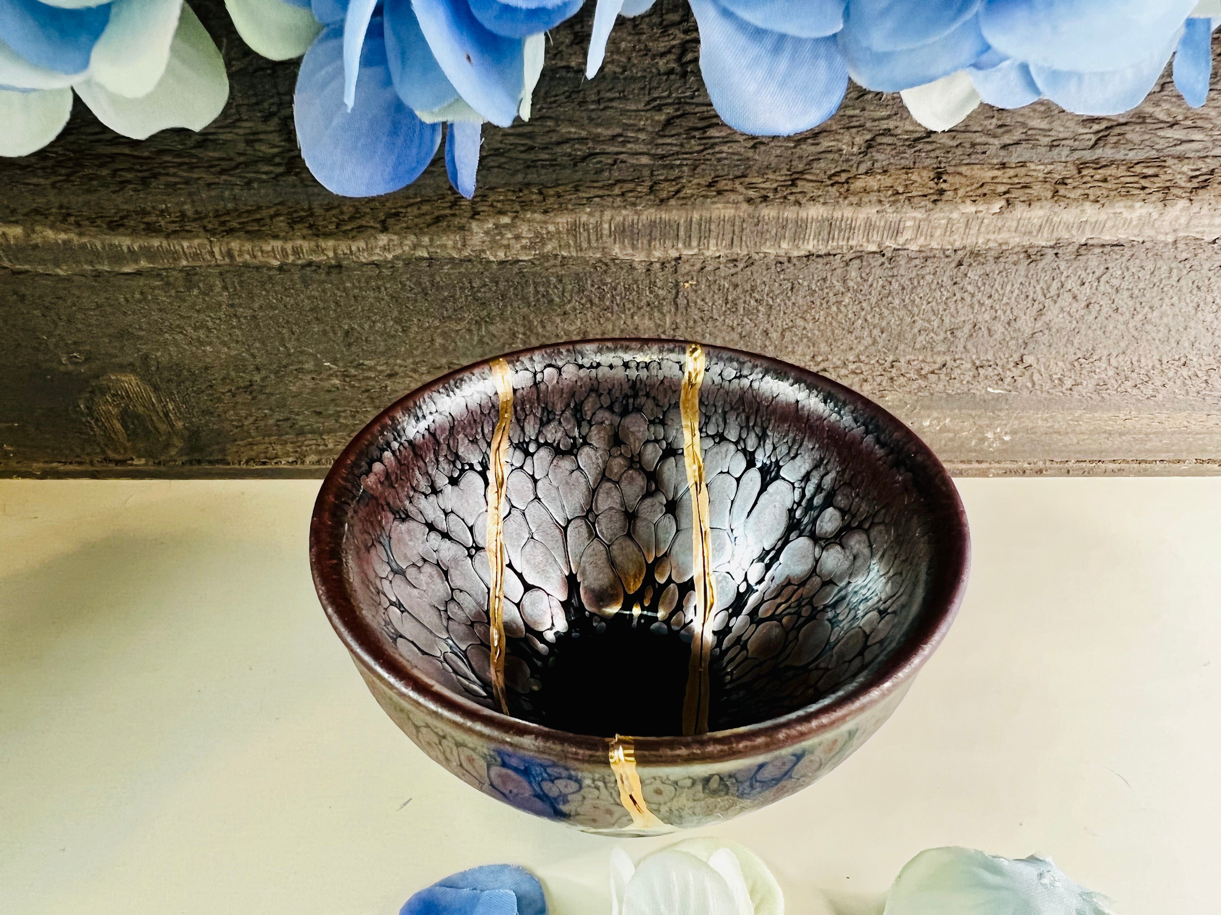 Kintsugi Bowl, Dragon Scale Japanese Teacup, Handmade Home Decor, Minimalist, Wedding Gift, Summer Gifts, Kintsugi Kit