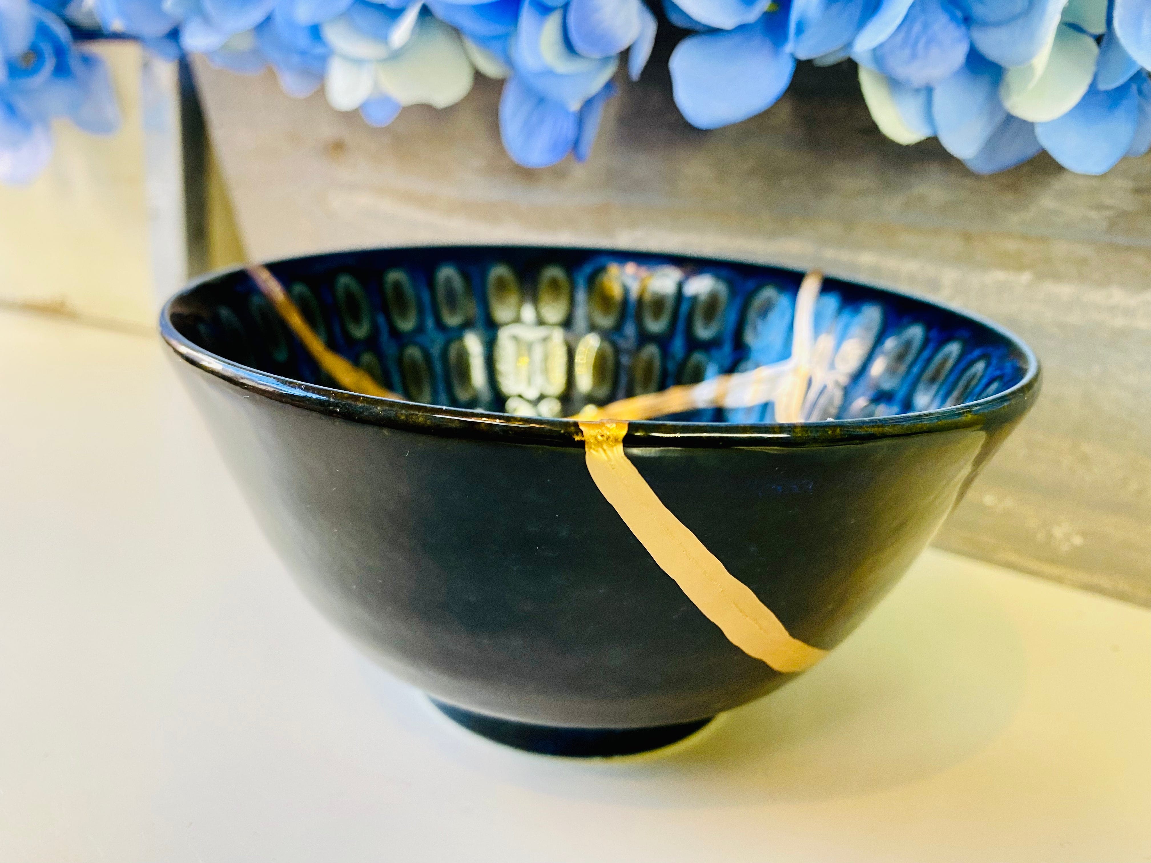 Kintsugi Blue Cobblestone Bowl
