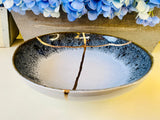 Kintsugi Gold Repair Large Reactive Crackle Bowl