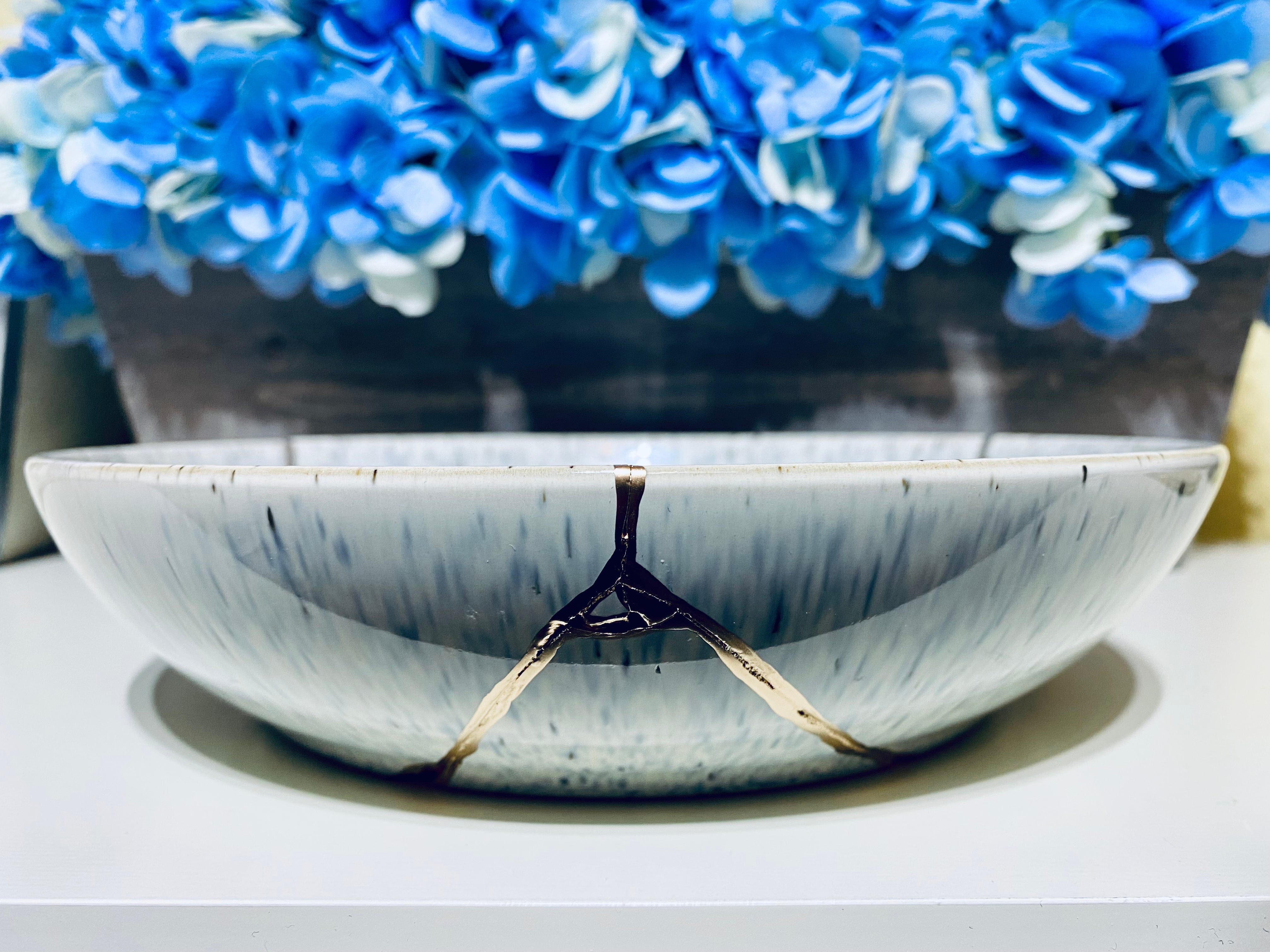 Kintsugi Bowl Glacial Grey Halo Pasta Bowl