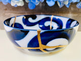 Kintsugi White Blue Nami Bowl