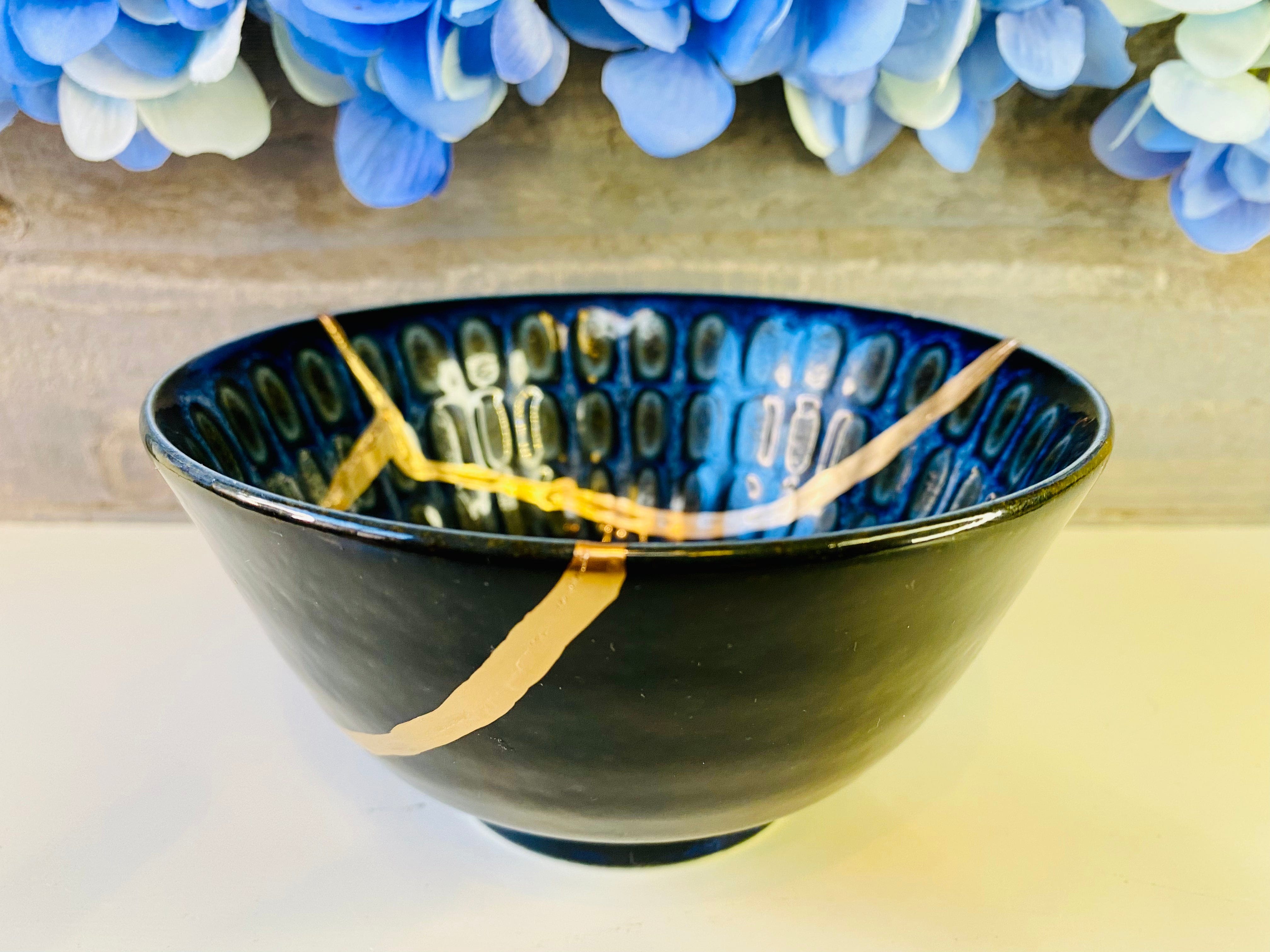 Kintsugi Blue Cobblestone Bowl