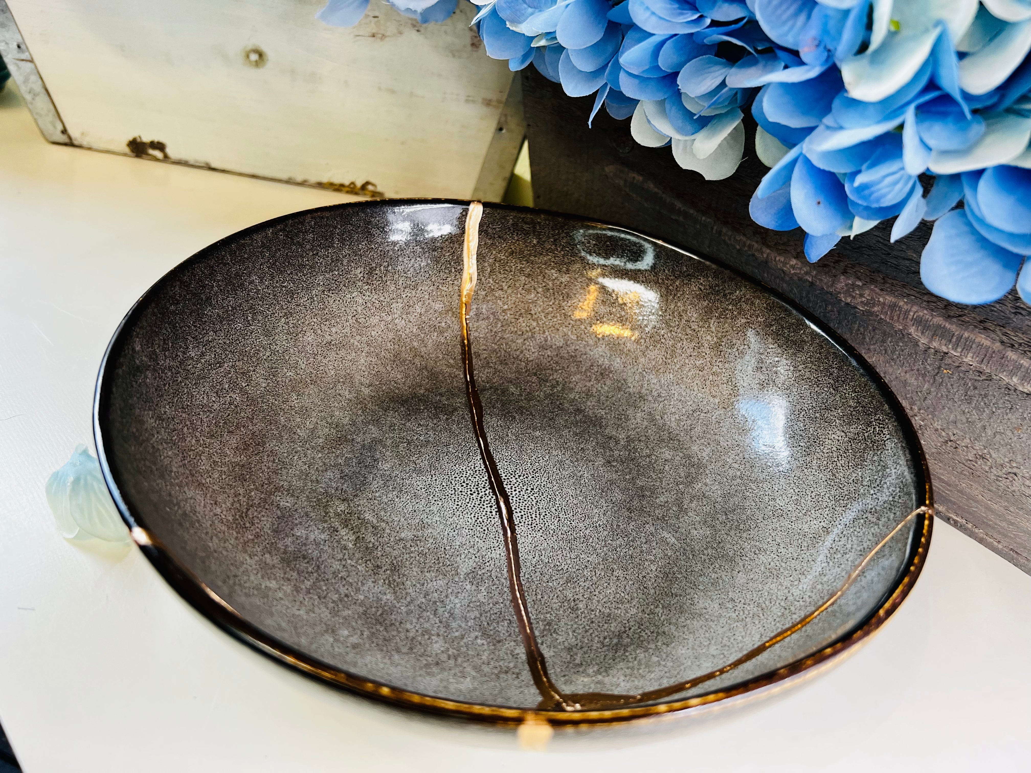 Kintsugi Bowl, Earth Stoneware Bowl, Minimalist, Handmade Home Decor, Kintsugi Gold Repair Art, Personalized Gifts, Mid Century Modern
