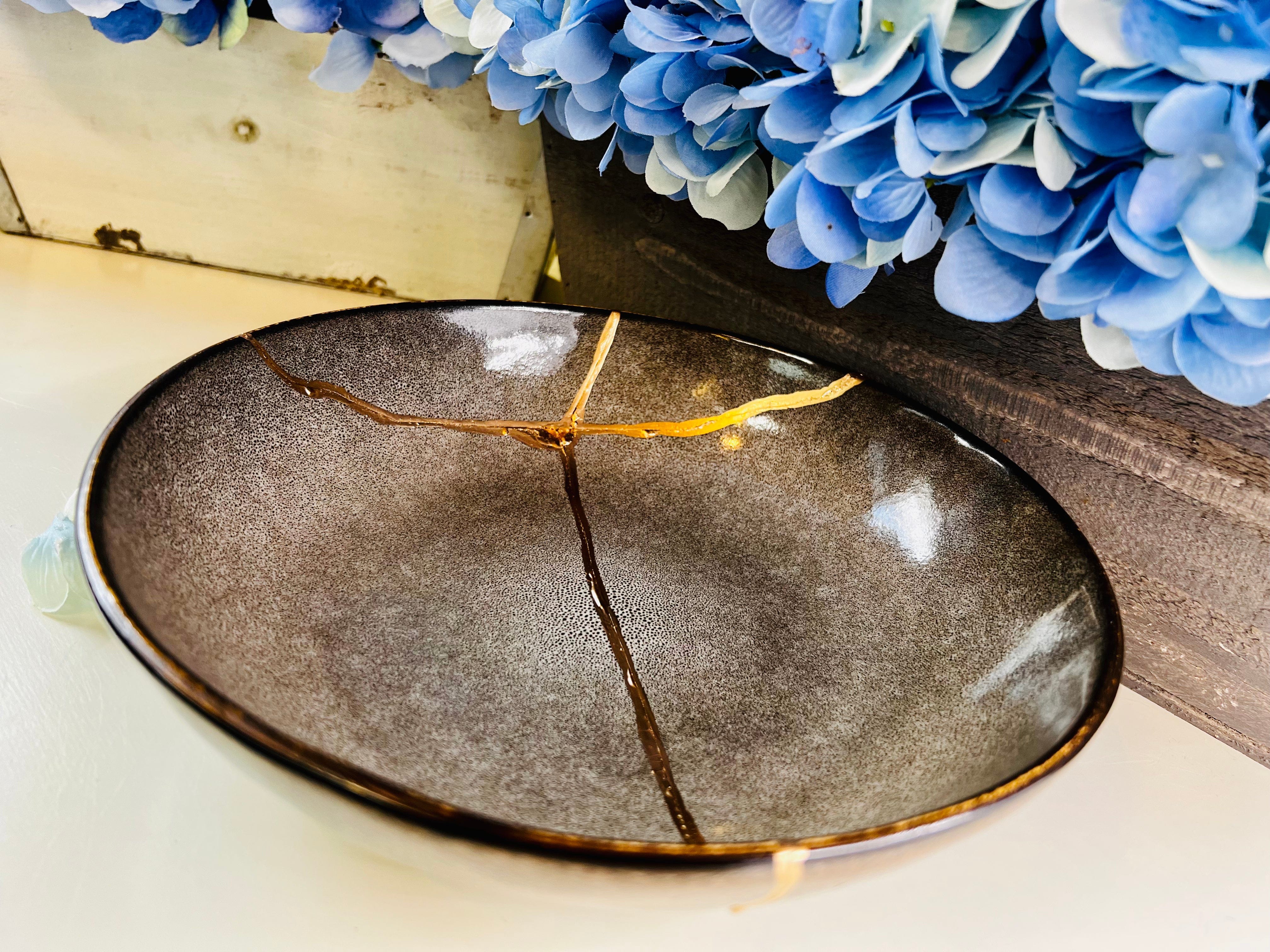 Kintsugi Bowl, Earth Stoneware Bowl, Minimalist, Handmade Home Decor, Kintsugi Gold Repair Art, Personalized Gifts, Mid Century Modern