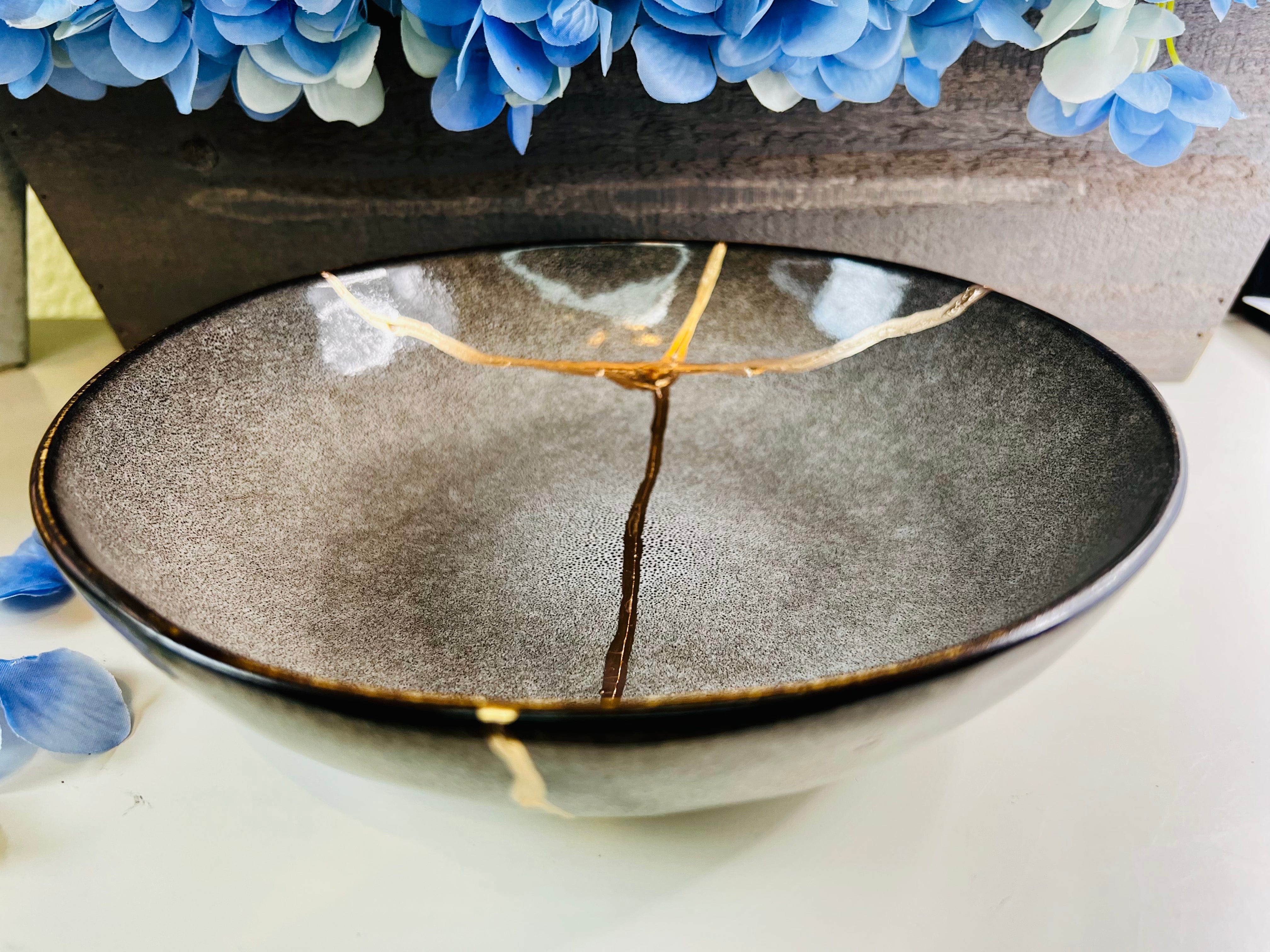 Kintsugi Bowl, Earth Stoneware Bowl, Minimalist, Handmade Home Decor, Kintsugi Gold Repair Art, Personalized Gifts, Mid Century Modern
