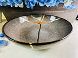 Kintsugi Bowl, Earth Stoneware Bowl, Minimalist, Handmade Home Decor, Kintsugi Gold Repair Art, Personalized Gifts, Mid Century Modern