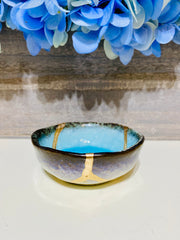 Kintsugi Repaired Sky Blue Sauce Dish