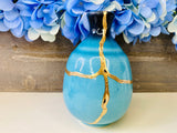 Kintsugi Vase, Turkish Blue Bud Vase, Fine Art Ceramics, Room Decor, Minimalist Gifts, Kintsugi, Wedding Gifts, Kintsugi Turkish Blue Vase