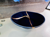 Kintsugi Bowl, Hue Navy Blue Bowl, Kintsugi Art, Fall Minimalist, Handmade Home Decor, Personalized Gifts, Navy Blue Bowl Gold Inlaid