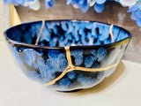 Kintsugi Repaired Blue Petal Bowl