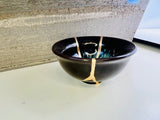 Kintsugi Hyacinthine Blue Bowl, Kintsugi Pottery, Minimalist Gold Repair Teacup