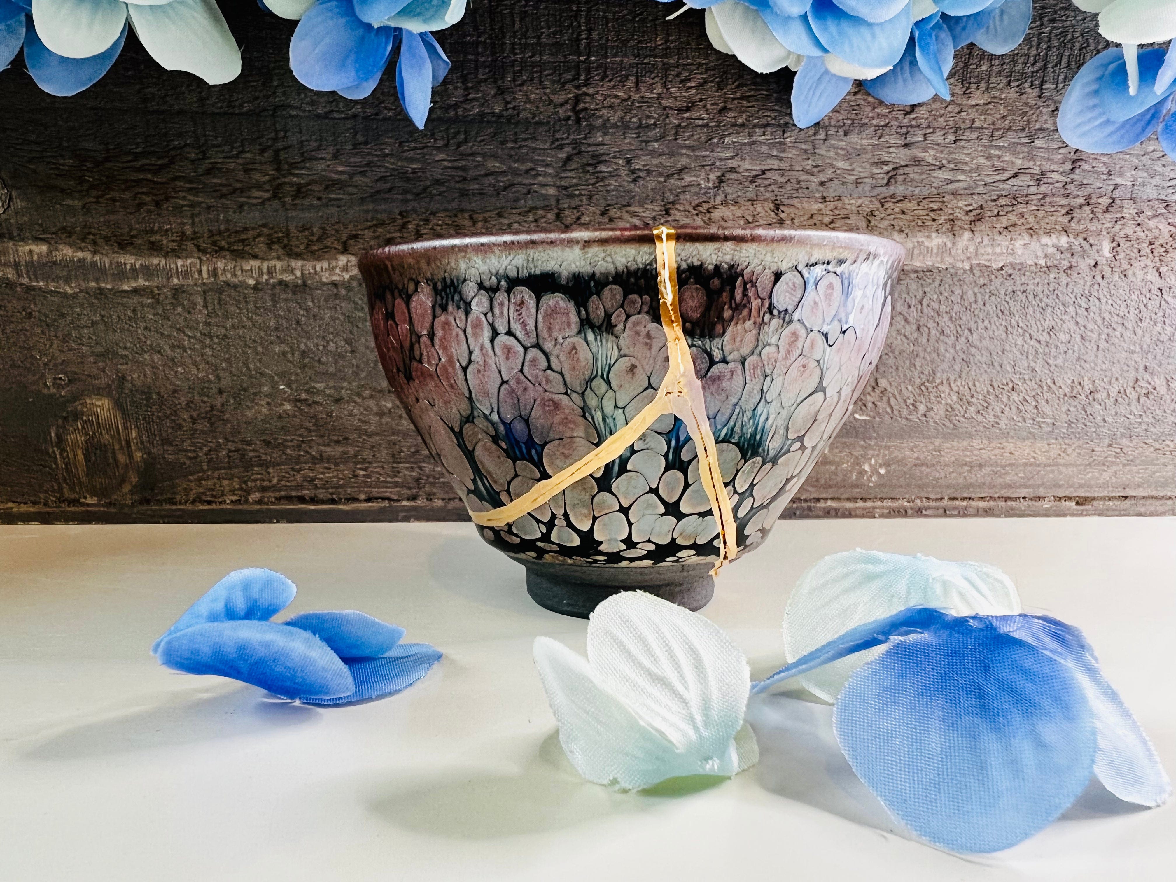 Kintsugi Bowl, Dragon Scale Japanese Teacup, Handmade Home Decor, Minimalist, Wedding Gift, Summer Gifts, Kintsugi Kit