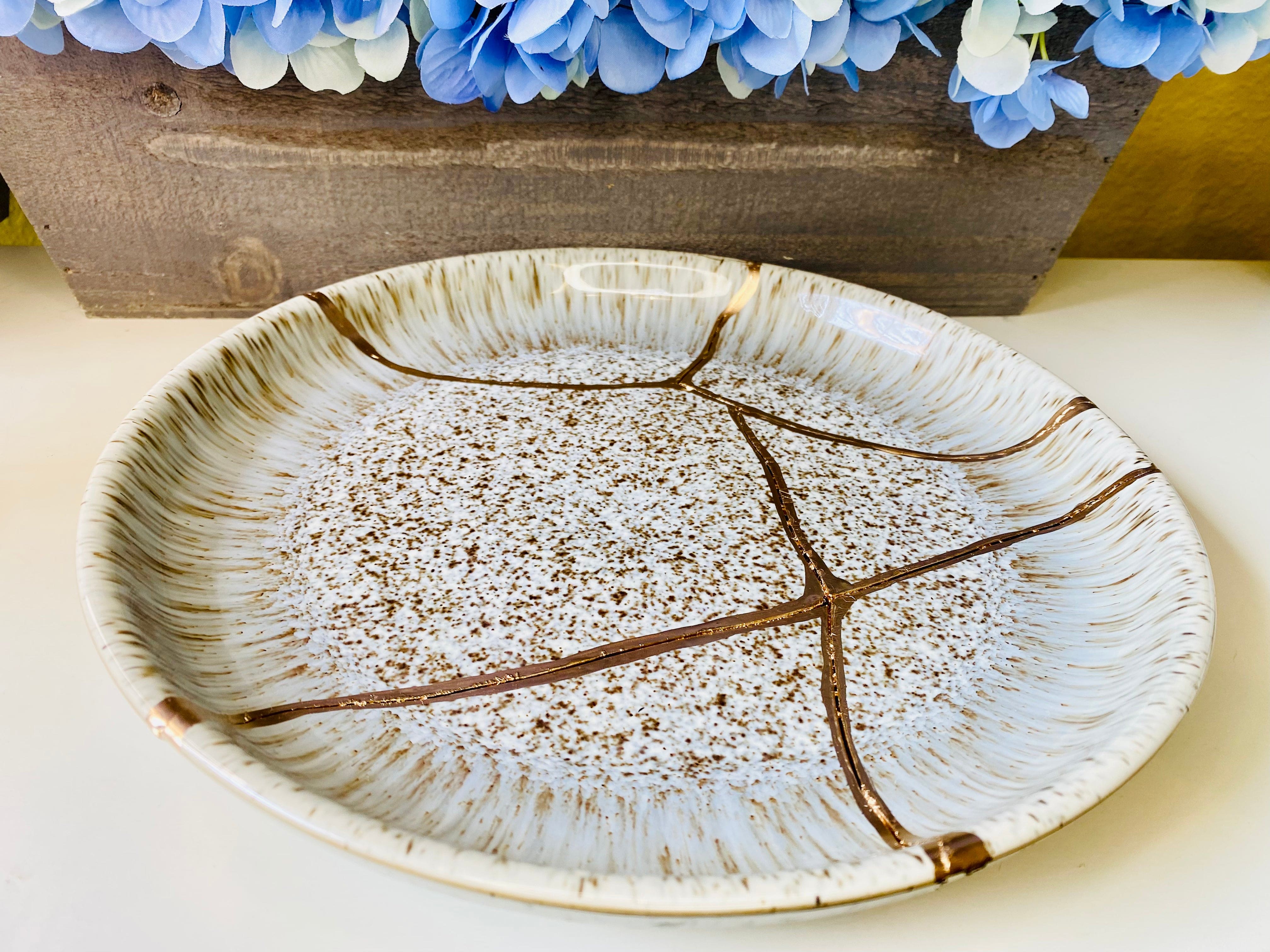 Kintsugi Bowl, Home Decor, Personalized Gifts, Gifts for Her, Wedding Gifts, Anniversary Gifts, Kintsugi Repaired Grey Patterned Bowl