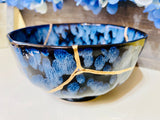Kintsugi Repaired Blue Petal Bowl