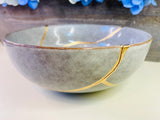 Kintsugi Bowl, Grey Stoneware Bowl, Home Gifts, Home Decor, Kintsugi Repaired Gifts, Anniversary Gifts, Kintsugi Repaired Grey Patterned Bowl