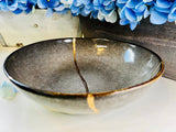 Kintsugi Bowl, Earth Stoneware Bowl, Minimalist, Handmade Home Decor, Kintsugi Gold Repair Art, Personalized Gifts, Mid Century Modern