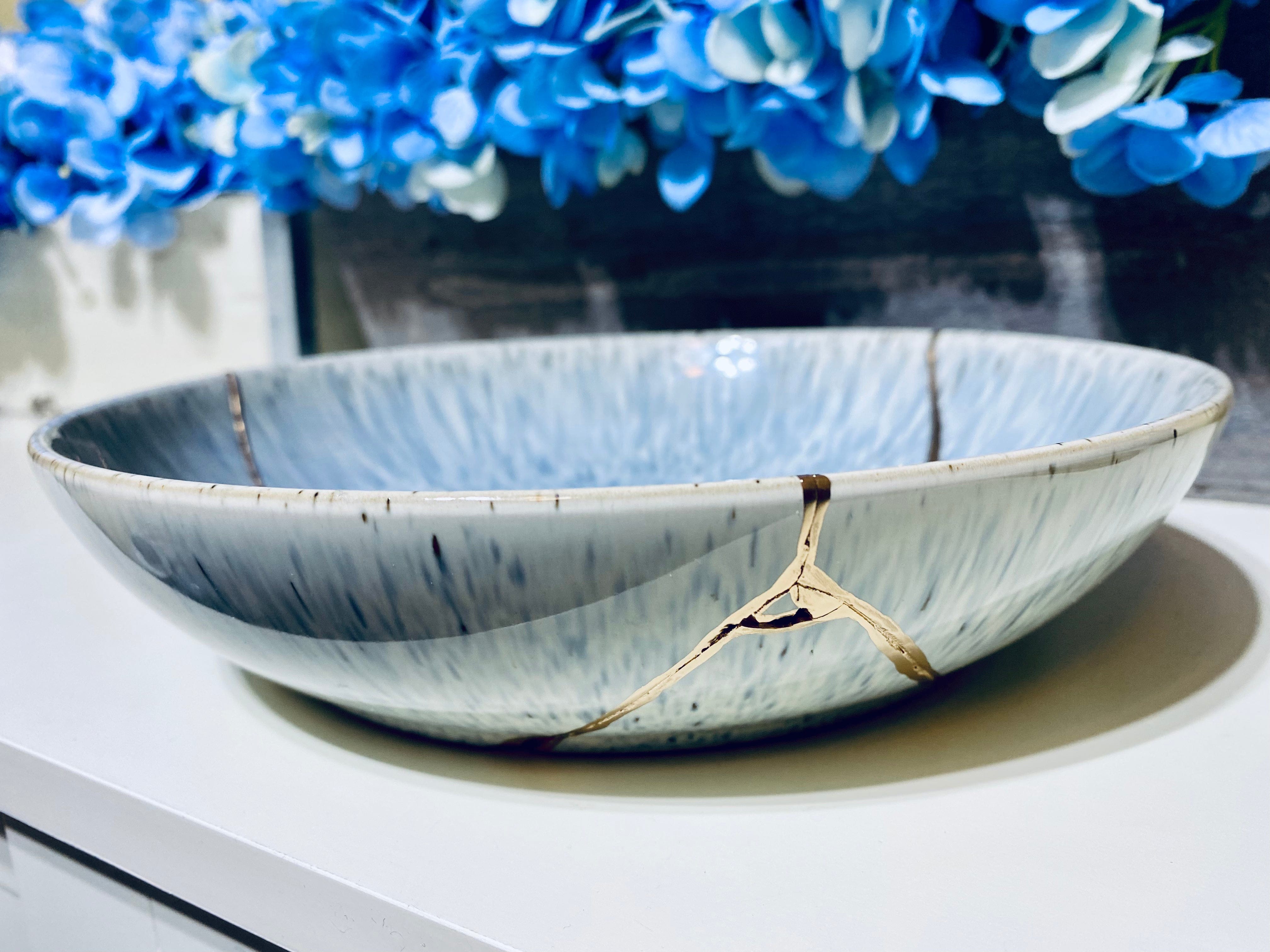 Kintsugi Bowl Glacial Grey Halo Pasta Bowl