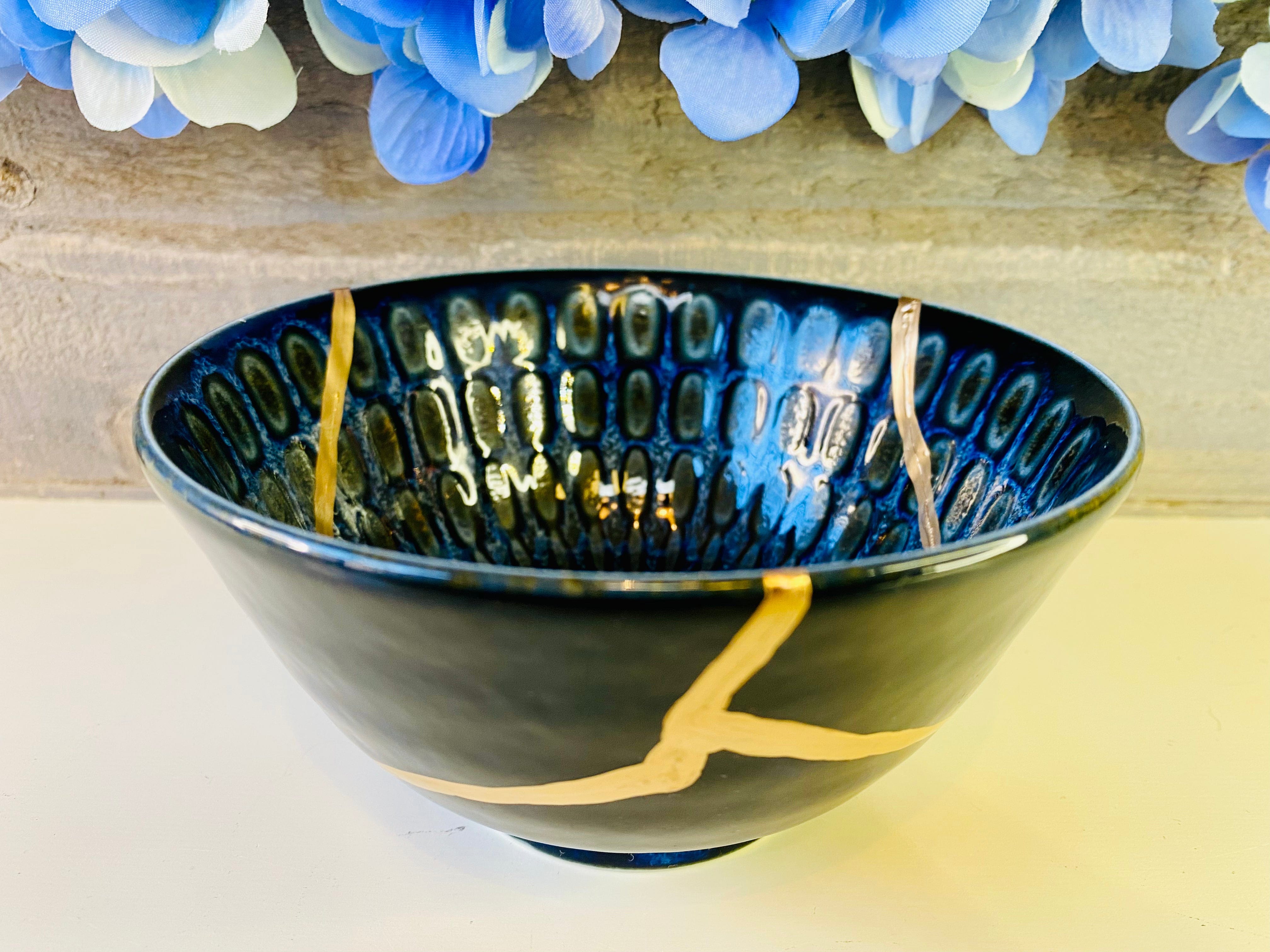 Kintsugi Blue Cobblestone Bowl