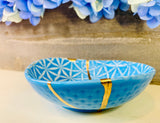 Kintsugi Gifts, Turkish Blue Bowl, Kintsugi Pottery, Kintsugi Bowl, Japanese Decor, Minimalist, Graduation, Kintsugi Blue Cross Stitch Bowl