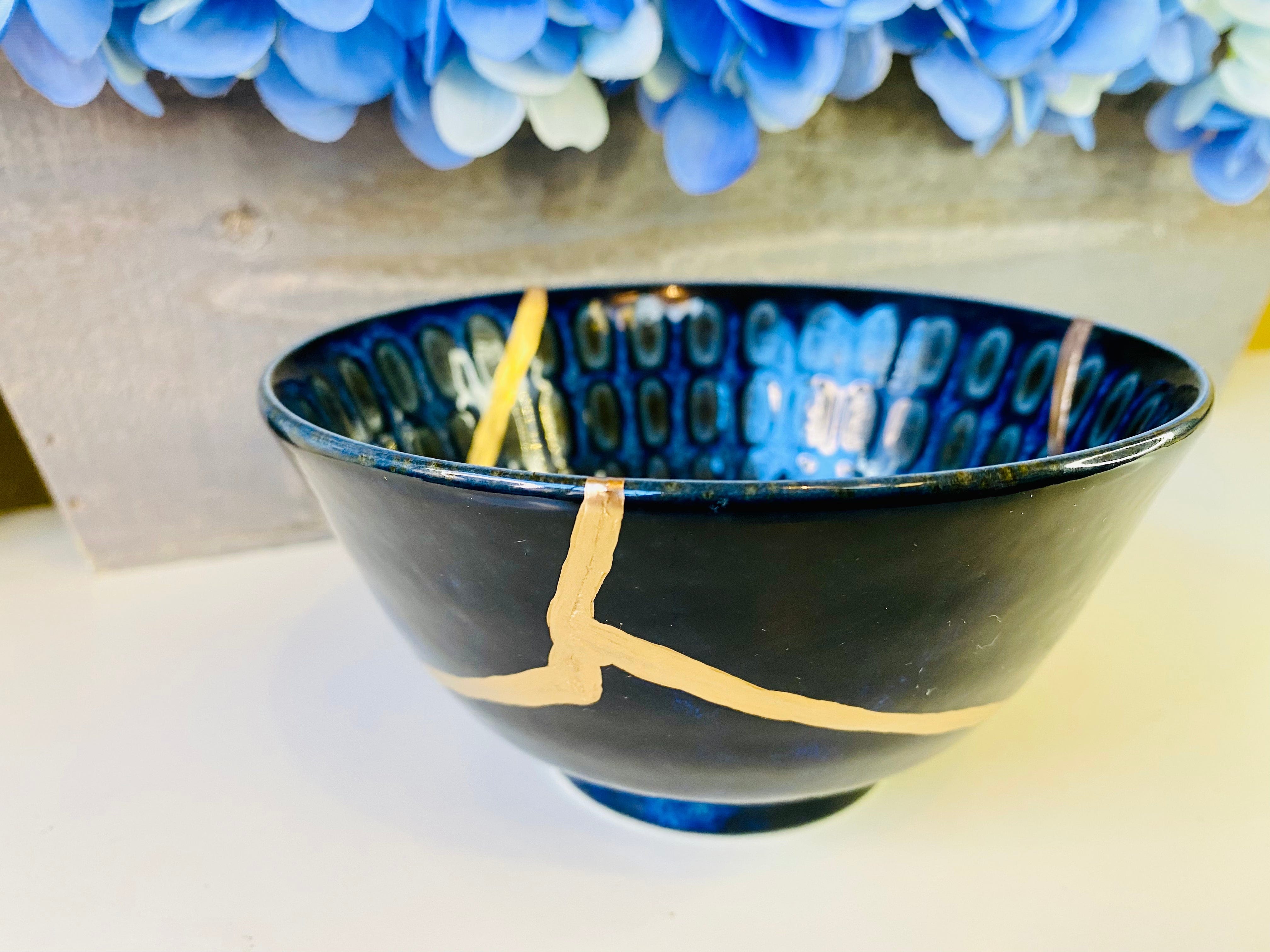 Kintsugi Blue Cobblestone Bowl