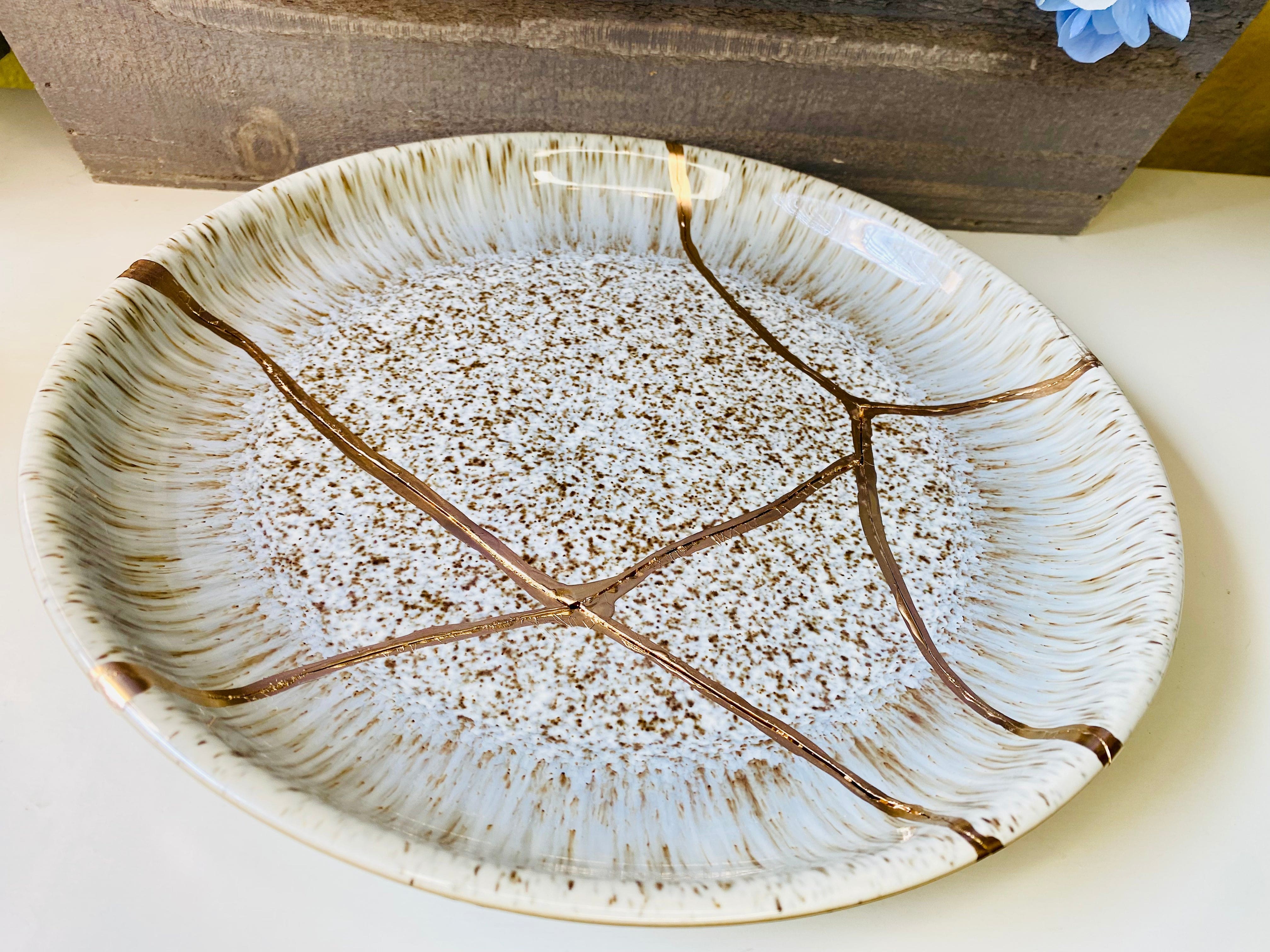 Kintsugi Bowl, Home Decor, Personalized Gifts, Gifts for Her, Wedding Gifts, Anniversary Gifts, Kintsugi Repaired Grey Patterned Bowl
