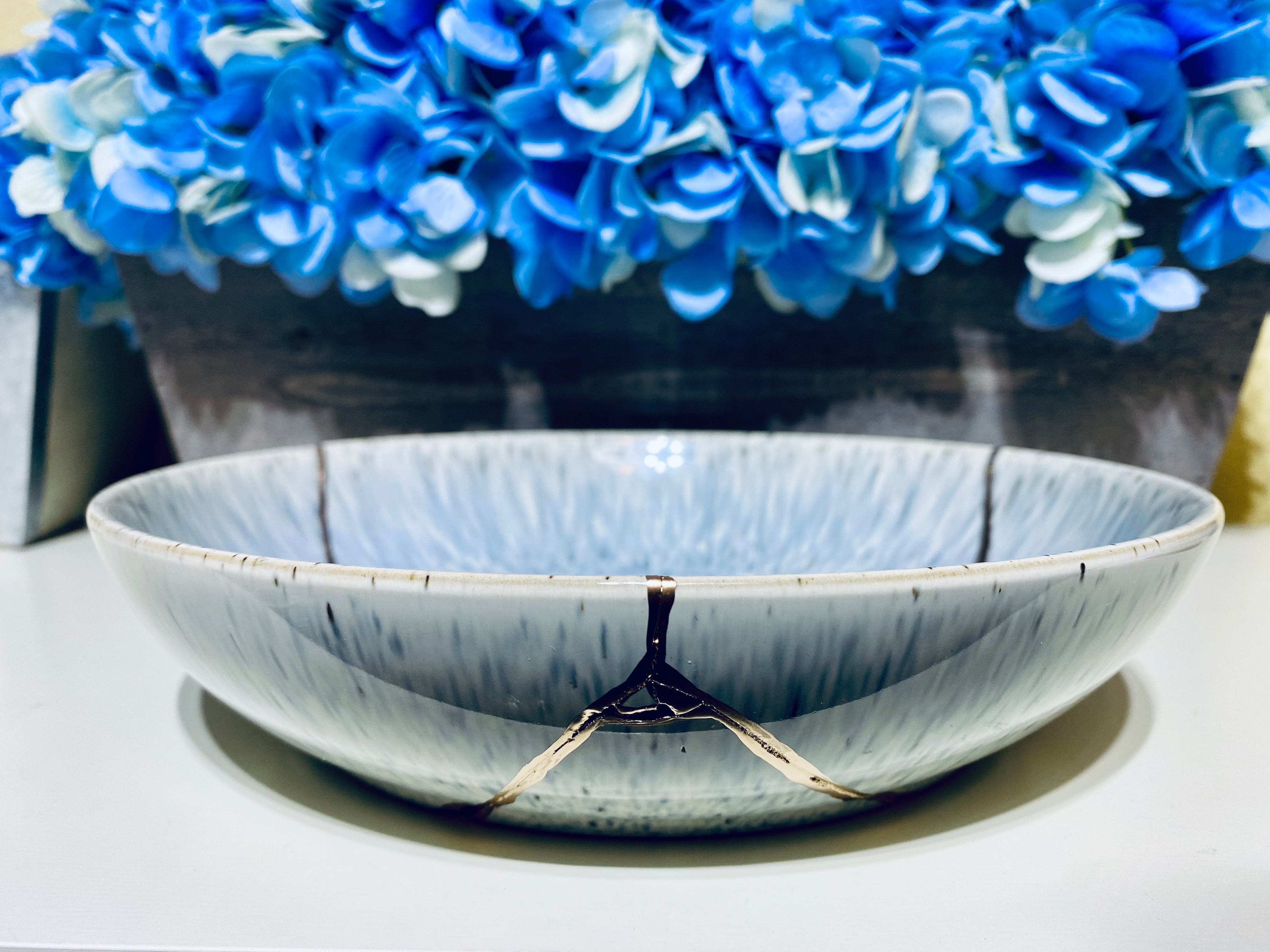 Kintsugi Bowl Glacial Grey Halo Pasta Bowl