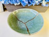 Kintsugi Repaired Reactive Celadon Green Bowl
