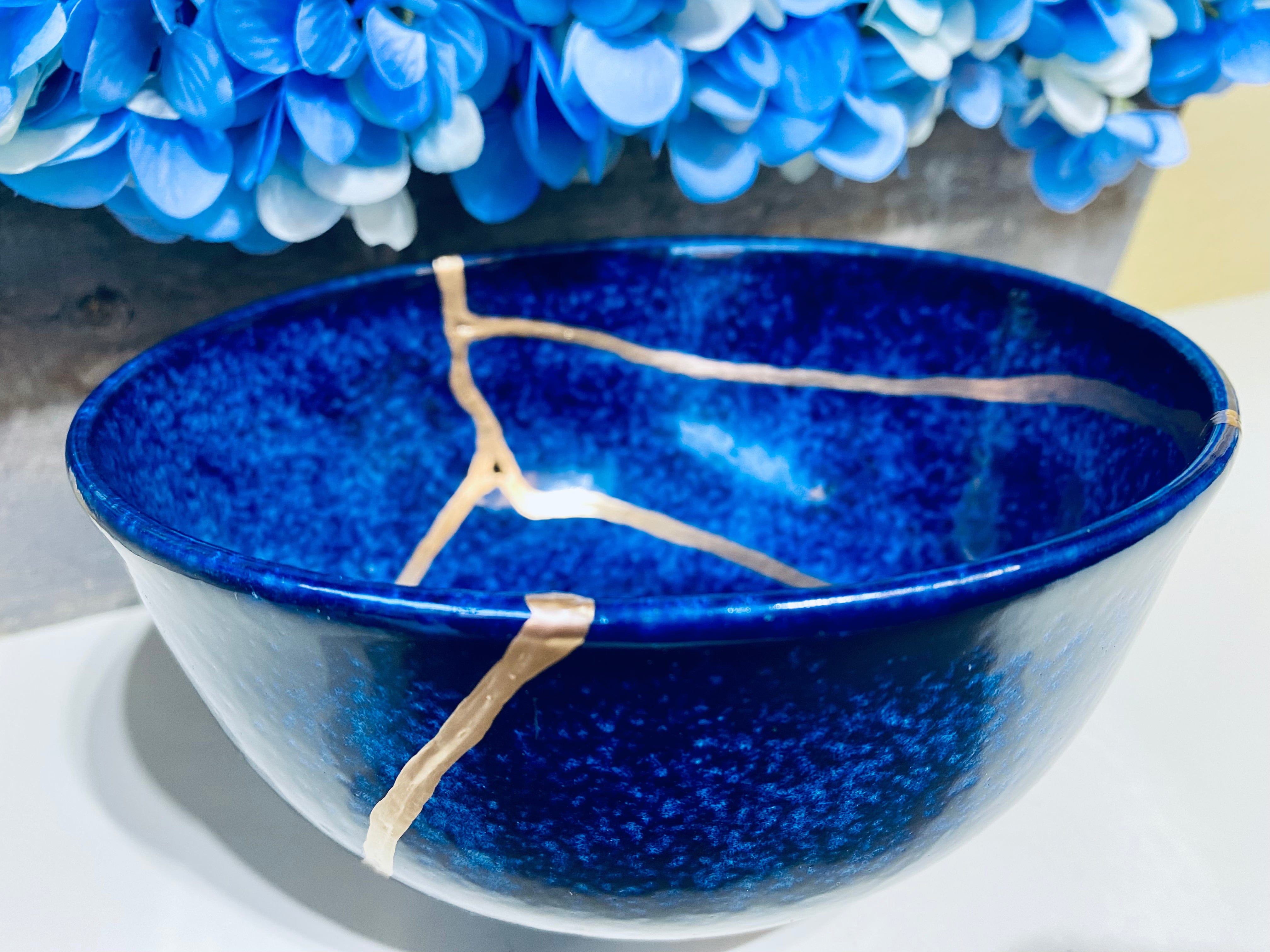 Kintsugi Ocean Blue Ramen Bowl Large