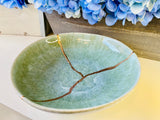 Kintsugi Repaired Reactive Celadon Green Bowl
